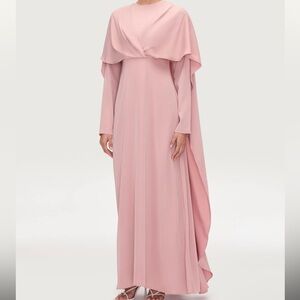 Chic Long Sleeve Pink Maxi Dress